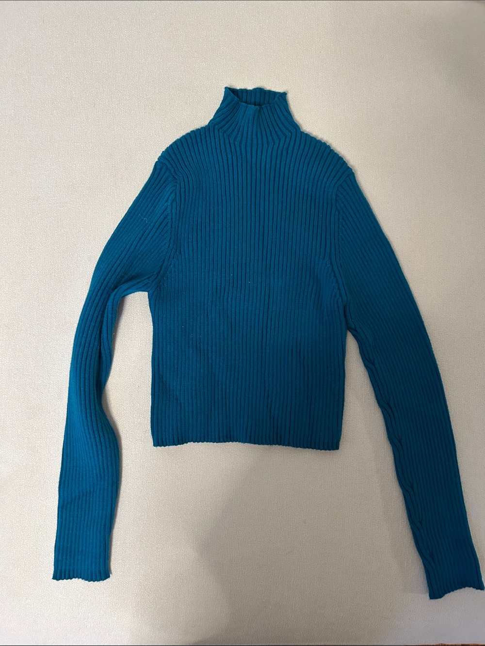 Zara Teal Ribbed Mock Neck Sweater